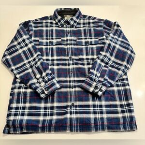 L.L. Bean Mens Fleece-Lined Flannel Shirt Jacket Size Large Traditional Fit Blue